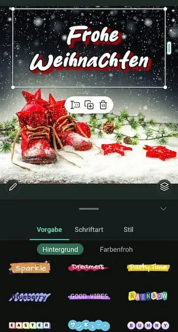 PhotoDirector App - Weihnachtsgrüße mit eigenem Foto